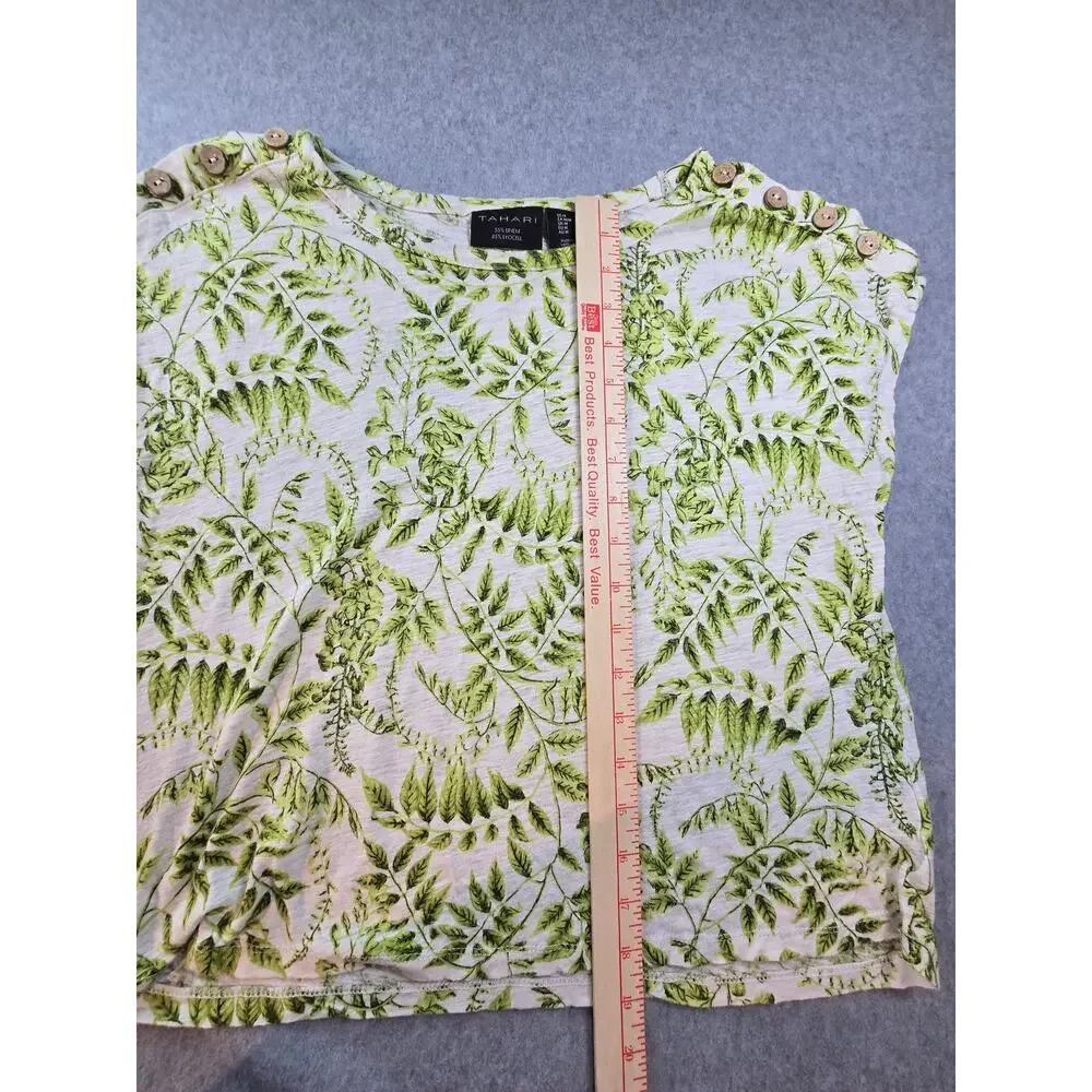 Tahari Linen Blend Sleeveless Top Medium